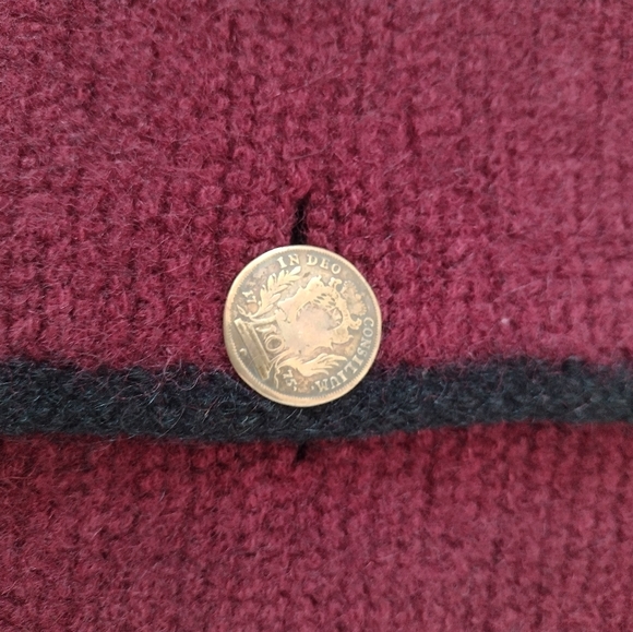 Burgundy Wool Knit Button Front Heavy Cardigan Sweater Size XL - Picture 4 of 11